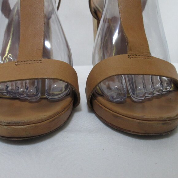 ASH Rachel tan gold buckle platform block heels sandals Size Sz 39 8 - Picture 6 of 11